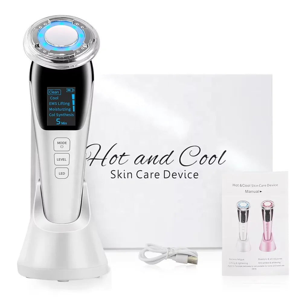 Portable EMS Facial Massager Microcurrent Face Lift Skin Tightening Rejuvenation Warm Cold Face Beauty Device Home Skin Care