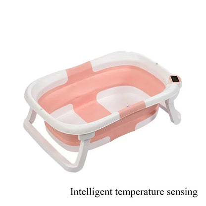Large Folding Baby Bathtub Real-time Temperature Silicone Baby Take A Bath Bathtub Non-Slip Foot Bath Bucket Bathroom Bathtub A02