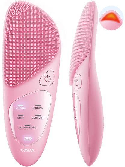 Face Scrubber Facial Cleansing Brush IPX7 Waterproof Eye Protection Electric Silicone Cleanser for Exfoliating Massaging pink CHINA