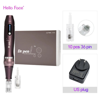 Dr pen Ultima A10 With 12 pcs Cartridge Wireless Derma Pen Skin Care Kit Microneedle Treatments Professionals Use Beauty Machine Dr pen US and 36pin