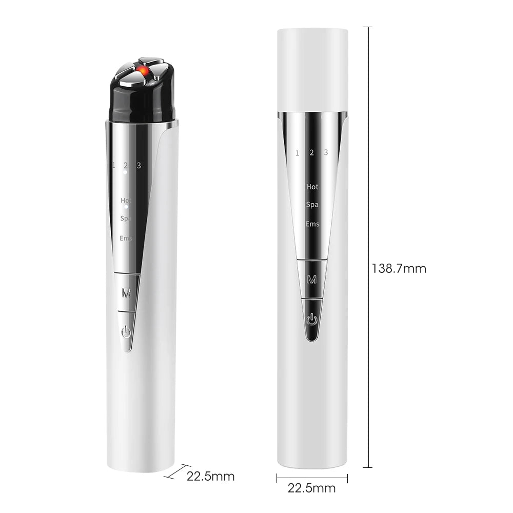 EMS Eye Beauty Device 3 Modes Vibration LED Lights Heat Cordless Massage Dry Eyes Dark Circles Eye Bags Face Skin Care Machine