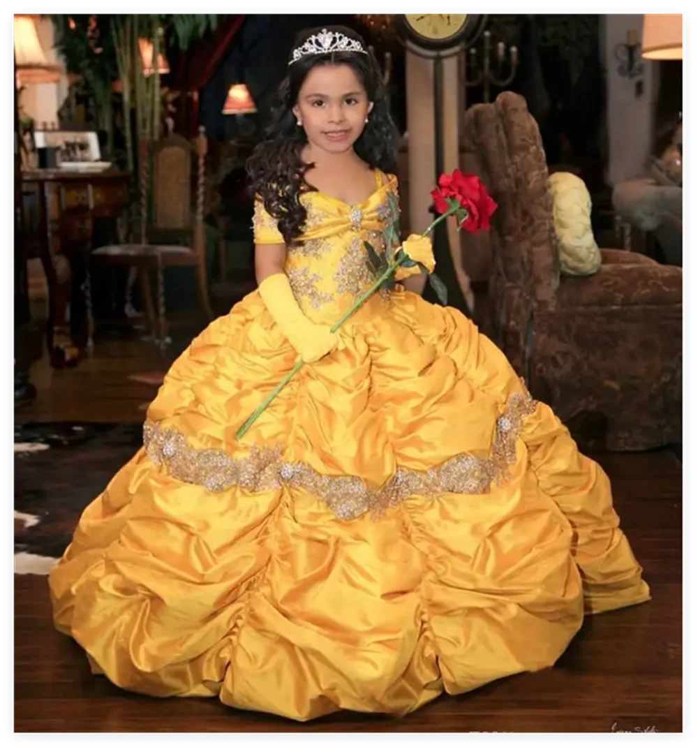 Retro Princess Beaded Flower Girl Dresses Lace Taffeta Little Girl Wedding Dresses Vintage Pageant Dresses Gowns Picture color CHINA