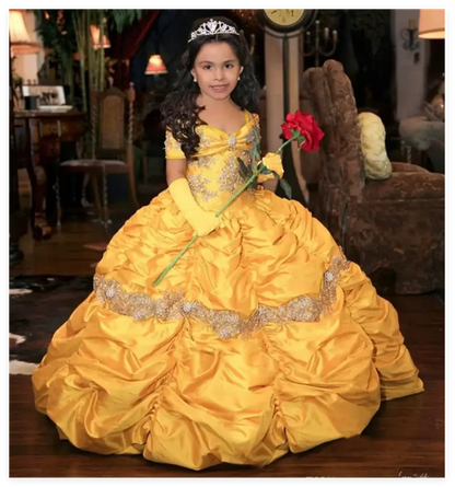 Retro Princess Beaded Flower Girl Dresses Lace Taffeta Little Girl Wedding Dresses Vintage Pageant Dresses Gowns Picture color CHINA