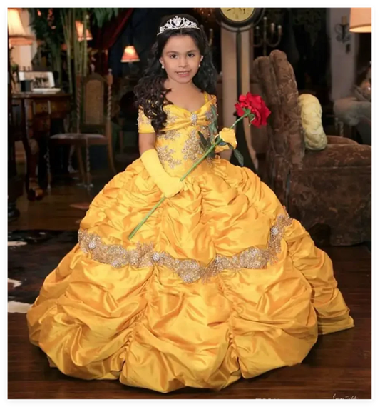 Retro Princess Beaded Flower Girl Dresses Lace Taffeta Little Girl Wedding Dresses Vintage Pageant Dresses Gowns Picture color CHINA
