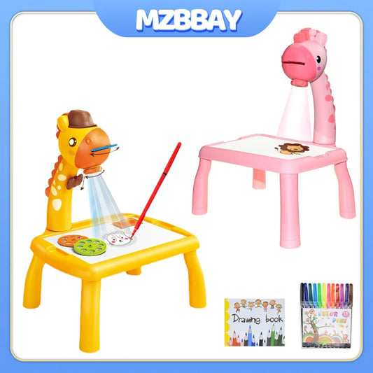 Kids LED Projector Drawing Table Toys Art Painting Desk Educational Learning Toys Cultivate Kids Painting Interest Learning Toys