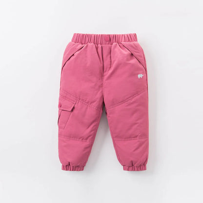 Dave Bella Children's Pants Winter Boys Girls Thicken Warmth White Duck Down Pants Baby Trendy Sports Leisure Trousers DB6434-B rose pink