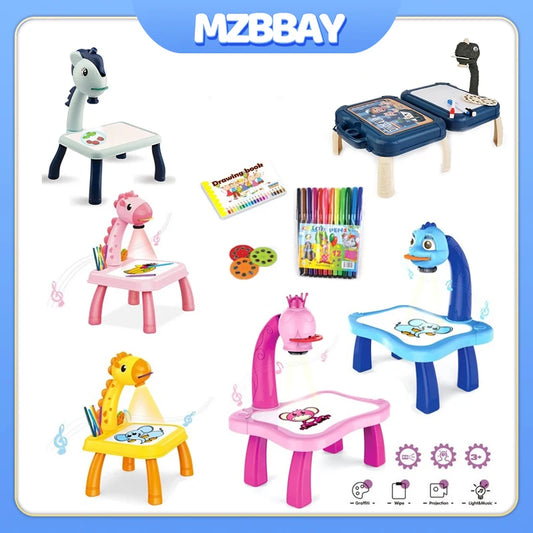 Kids LED Projector Drawing Table Toys Art Painting Desk Educational Learning Toys Cultivate Kids Painting Interest Learning Toys