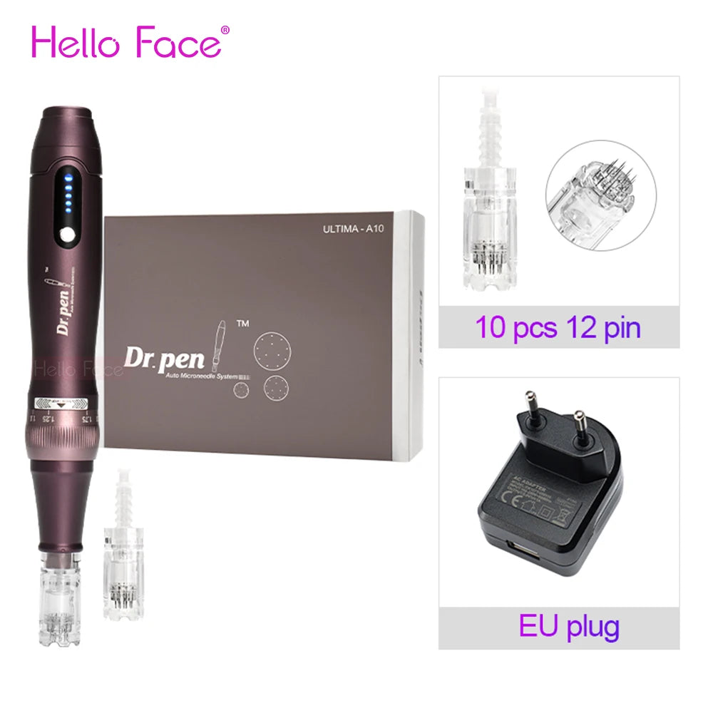 Dr pen Ultima A10 With 12 pcs Cartridge Wireless Derma Pen Skin Care Kit Microneedle Treatments Professionals Use Beauty Machine Dr pen EU and 12pin