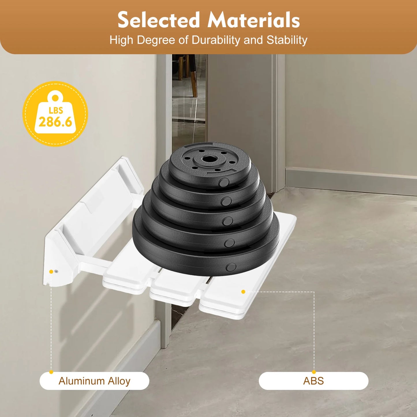 Wall Mounted Shower Seat ,Folding Shower Seat Wall Mounted, Fold Up Shower Chair Non-Slip White Bathroom Wall Stool