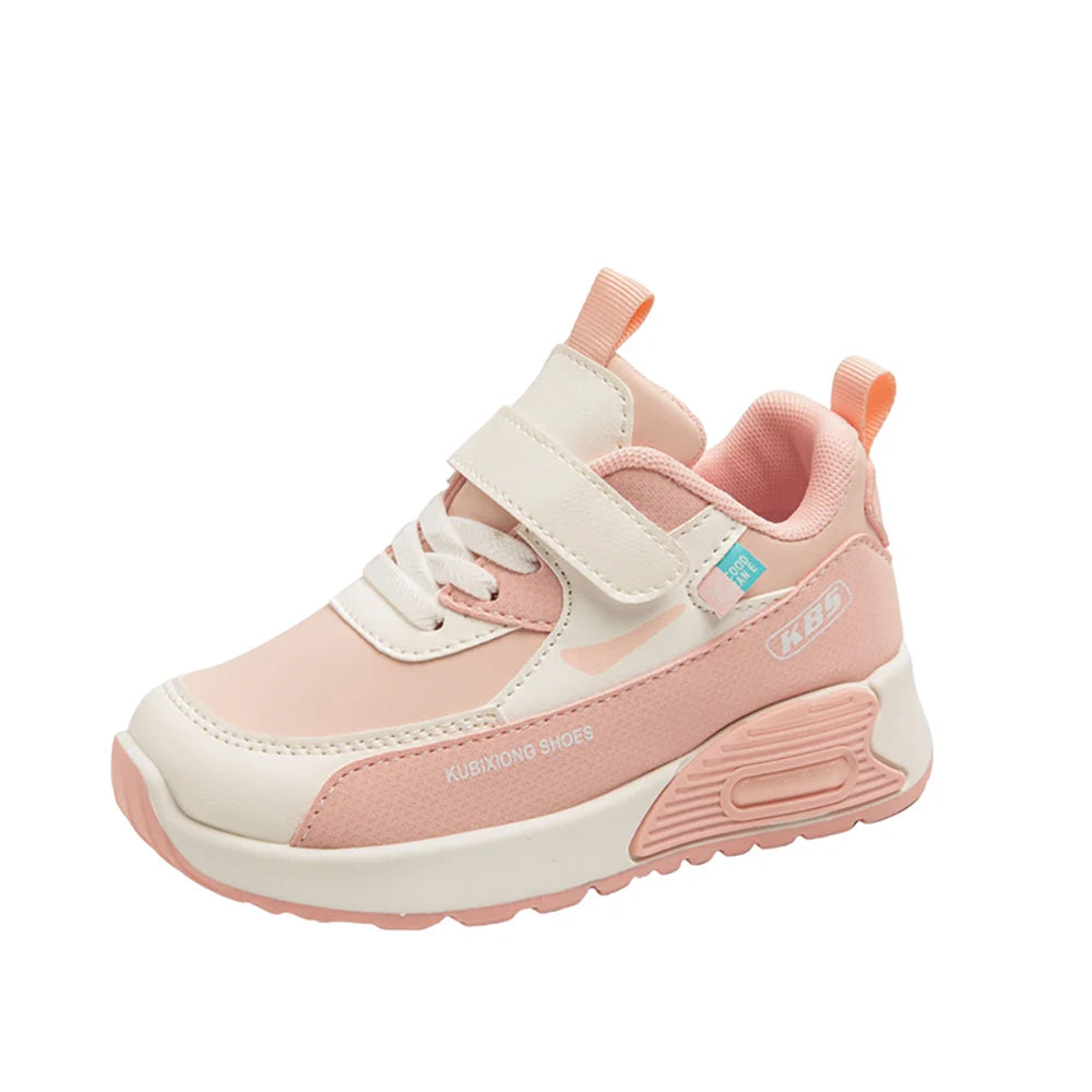PU Leather Sport Shoes For Children 2025 Trend Fashion Kid's Sneakers Soft-soled Outdoor Boy's Girl's Running Shoes Pink