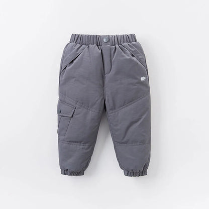 Dave Bella Children's Pants Winter Boys Girls Thicken Warmth White Duck Down Pants Baby Trendy Sports Leisure Trousers DB6434-B medium gray