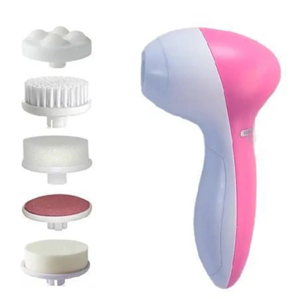 Electric Facial Cleaner 5 IN 1 Face Cleansing Brush Wash Machine Spa Skin Care Massager Blackhead Cleaning Facial Cleanser Tools Pink
