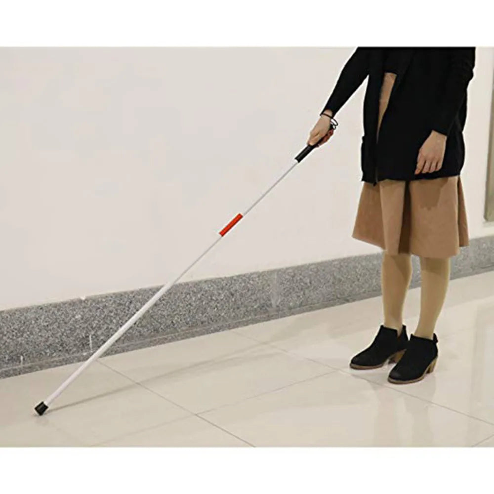 Blind Cane Stick For Visual Impaired Foldable Cane Collapsible Reflective White And Red Walking Stick For Blind Visual Impaired