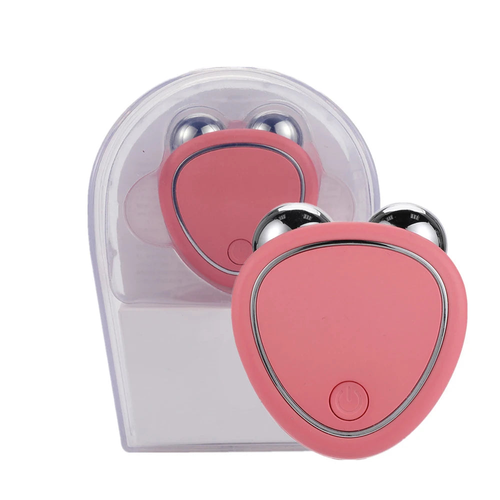 EMS Face Lifting Machine Facial Massager Microcurrent Roller Skin Tightening Rejuvenation Beauty Charging Facial Anti Wrinkle Pink