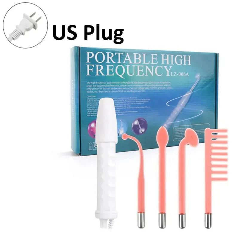 4 In 1 Handheld Electric For Face Skin Beauty Tools Portable High Frequency Facial Therapy Wand Acne Treatment Machine Neon Wand US Plug
