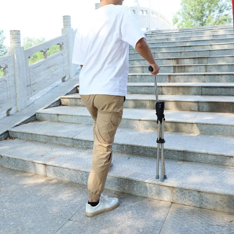 Multifunctional Triangular Stool, Climbing Stick, Foldable, Ultra-light, Stainless Steel, Retractable Cane, Trekking Supplies