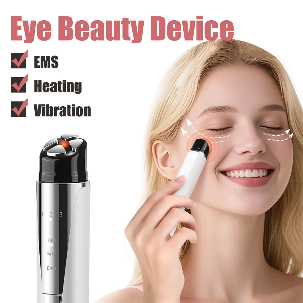 EMS Eye Beauty Device 3 Modes Vibration LED Lights Heat Cordless Massage Dry Eyes Dark Circles Eye Bags Face Skin Care Machine