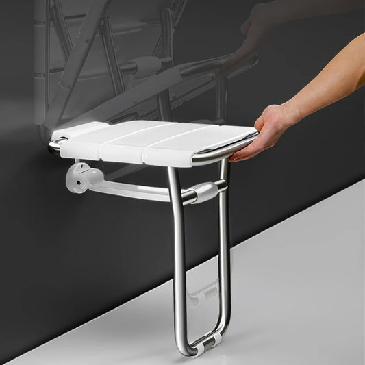 Wall-Mounted Shower Seat Foldable Chair for Elderly Toilet Bath Stool Bathroom Bench for Seniors