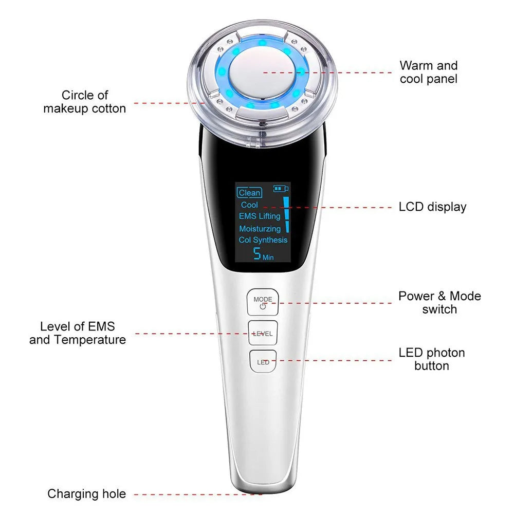Portable EMS Facial Massager Microcurrent Face Lift Skin Tightening Rejuvenation Warm Cold Face Beauty Device Home Skin Care