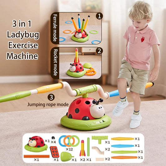 Ladybug Sport Entertainment Game Toy Multifunction Rope Skipping Machine Ferrule Jump Rocket Launcher Outdoor Educational YKS-296Y