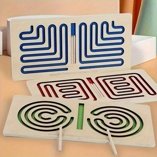 1/2/3Pc Left And Right Brain Development Wooden Toy for Stimulating Eye-Hand Coordination Autistic Child Classroom Teaching Aids