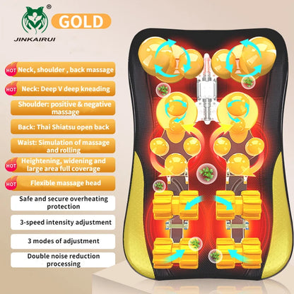 Back Waist Cervical Spine Multifunctional Full Body Neck Shoulder Electric Massage Cushion Household Kneading Shiatsu Massager JC-10SJ