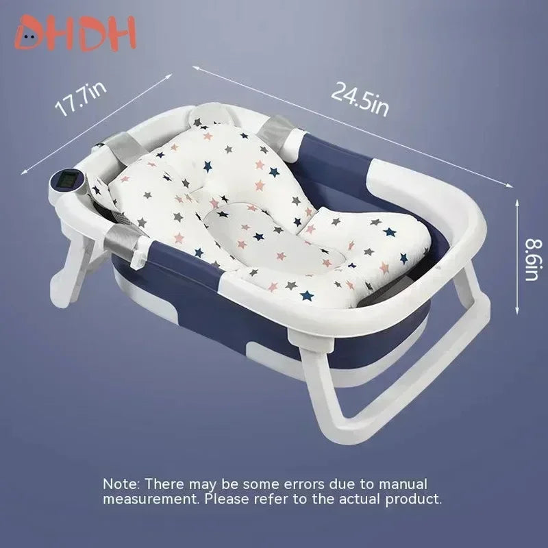 Large Folding Baby Bathtub Real-time Temperature Silicone Baby Take A Bath Bathtub Non-Slip Foot Bath Bucket Bathroom
