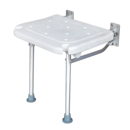 Folding Shower Bench Wall Mounted Flip-up Bath Seat Screw-in Bathroom Chair Stool Non-slip Feet Drainage Holes Shower Head Slot Default Title
