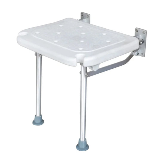 Folding Shower Bench Wall Mounted Flip-up Bath Seat Screw-in Bathroom Chair Stool Non-slip Feet Drainage Holes Shower Head Slot Default Title