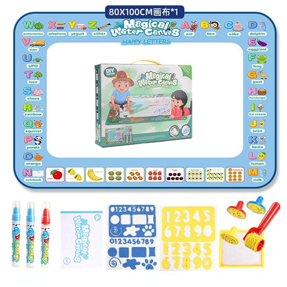 100x80CM Magic Water Drawing Mat Coloring Doodle With Reusable Magic Pens Montessori Painting Board Educational Toys Kids Gifts ABC 100x80CM