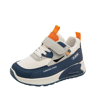 PU Leather Sport Shoes For Children 2025 Trend Fashion Kid's Sneakers Soft-soled Outdoor Boy's Girl's Running Shoes Blue