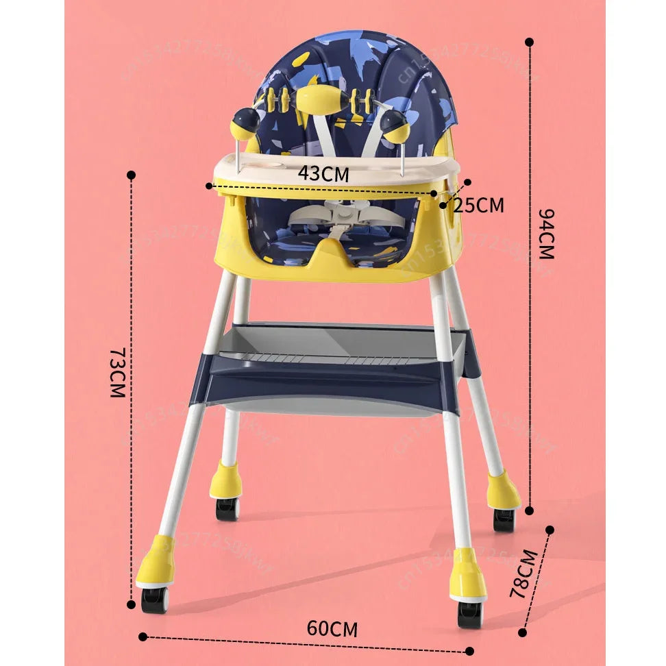 Portable Baby Dining Chair Multifunctional Foldable Children's Dining Chair Baby Home Dining Table and Chair Adjustable Height