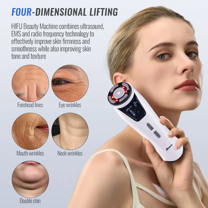 2025 Mini HIFU Radio Frequency Ultrasonic Machine EMS Micro Current Facial Beauty Instrument Firming Skin Care Anti-Wrinkle Tool