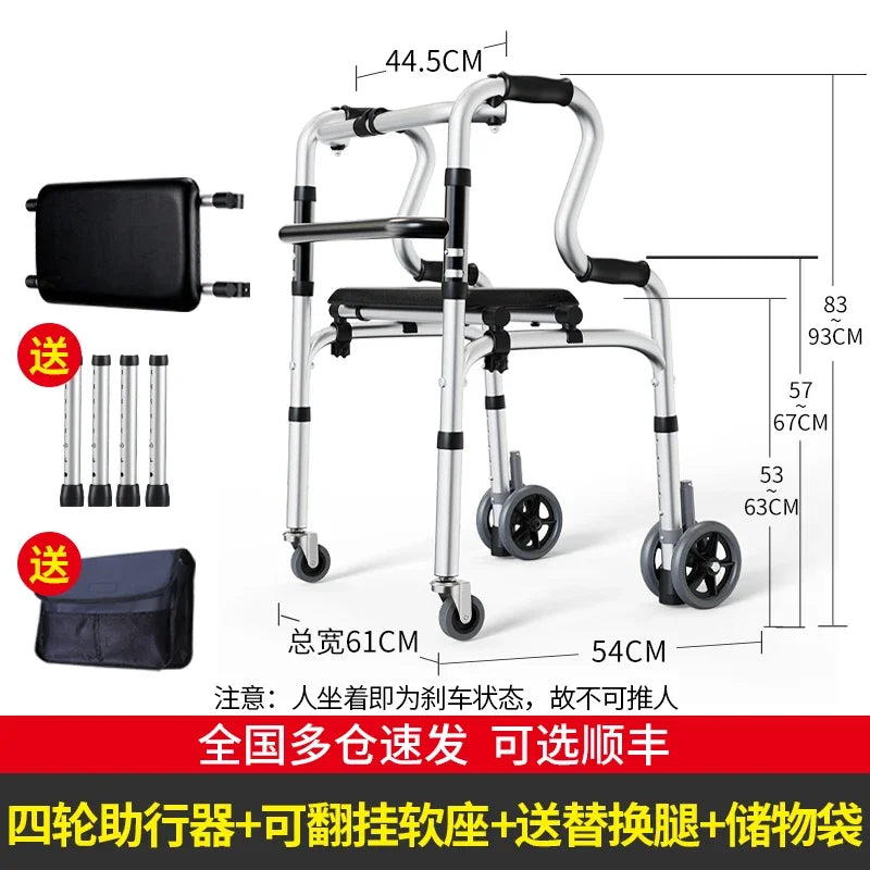 Quad Cane with Seat and Adjustable Height, Walking Aid for Elderly and Disabled Folding Walking Stick with Seat 8