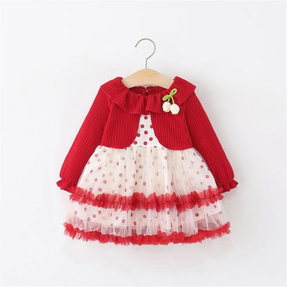 Baby Girls' Dress Toddler Clothes Children's Casual Long Sleeve Birthday Princess Dresses for Girls Clothing 0-3 Years Old Red