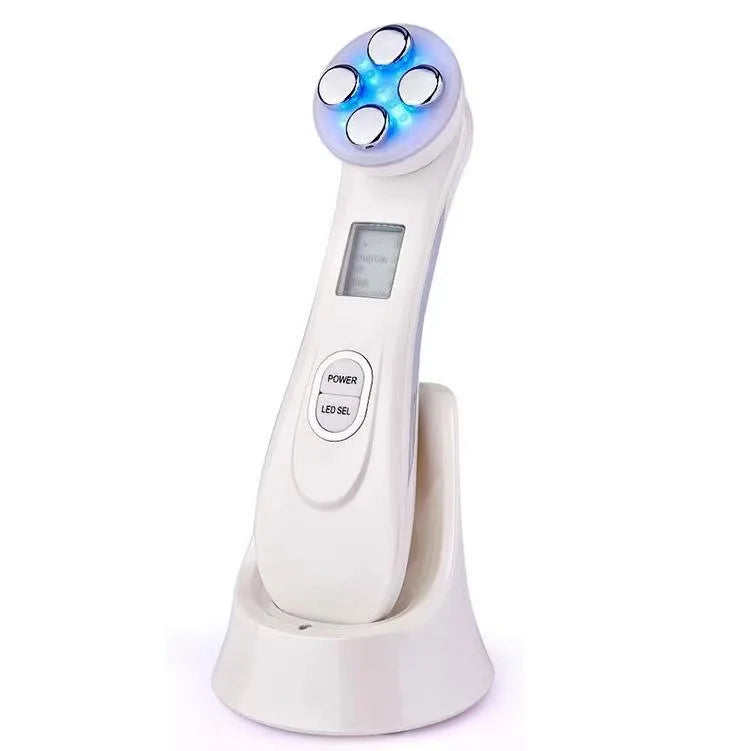 5-IN-1 RF LED Photon Skin Care Beauty Device EMS Facial Electroporation Radio Frequency Face Lifting Tighten Wrinkle Removal WHITE