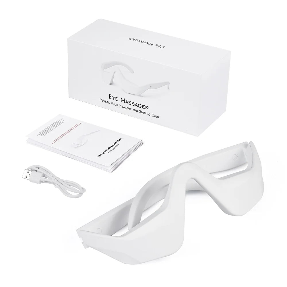Foreverlily Eye Massager Relieves Eye Fatigue Eyes Massage Glasses Eye Fatigue Relief Massager Under-Eye Glasses Massager WHITE