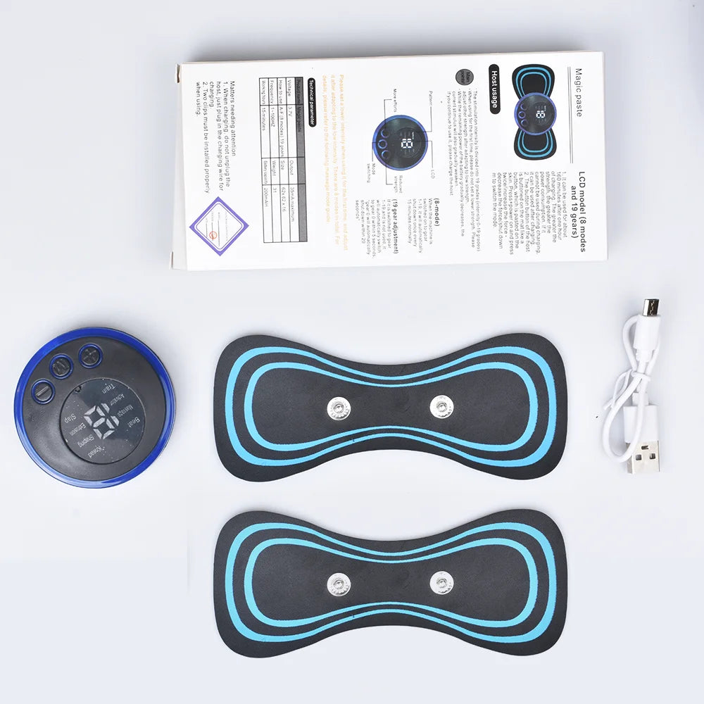 Neck Massager Mini Electric Neck Massage EMS Cervical Back Vertebra Massage Patch 8 Modes Relieve Relax Muscle Fatigue Tools 2 Stickers