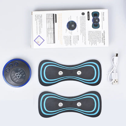 Neck Massager Mini Electric Neck Massage EMS Cervical Back Vertebra Massage Patch 8 Modes Relieve Relax Muscle Fatigue Tools 2 Stickers