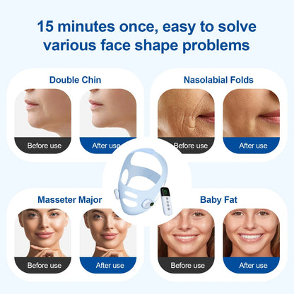 V Line Face Slimming Strap Facial EMS Lifting Machine Microcurrent Face Massager Low Frequency Pulse Chin Cheek Lift Up Belt