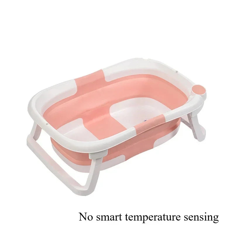 Large Folding Baby Bathtub Real-time Temperature Silicone Baby Take A Bath Bathtub Non-Slip Foot Bath Bucket Bathroom Bathtub A01