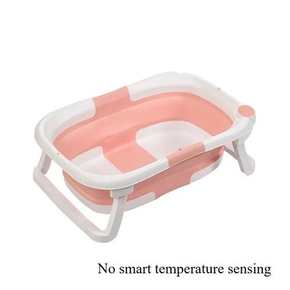 Large Folding Baby Bathtub Real-time Temperature Silicone Baby Take A Bath Bathtub Non-Slip Foot Bath Bucket Bathroom Bathtub A01