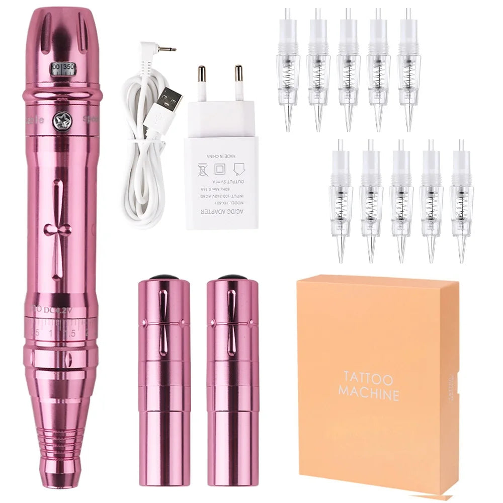 Wireless PMU Machine Permanent Makeup for Eyebrows Miroblading Eyeliner Lip Microshading Professional Rotary Tattoo Pen Gun Kit Pink CHINA