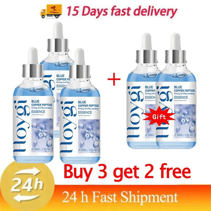 Hoygi Blue Copper Peptide Serum Anti Wrinkles Aging Rejuvenating Facial Lifting Moisturizing Brighten Skin Tone Skin Cosmetics 5pcs