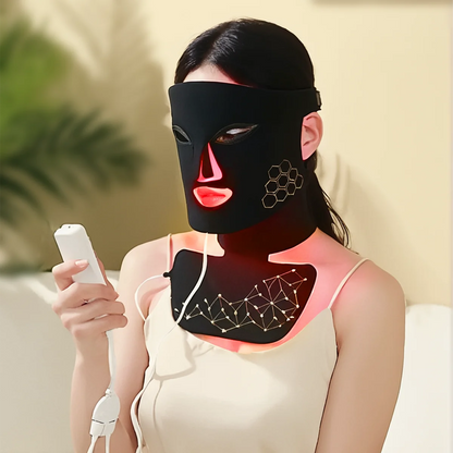 Hello Face Rechargeable Red Light Therapy Mask for Face & Neck Infrared LED Mask Skincare Device for Glowing Skin