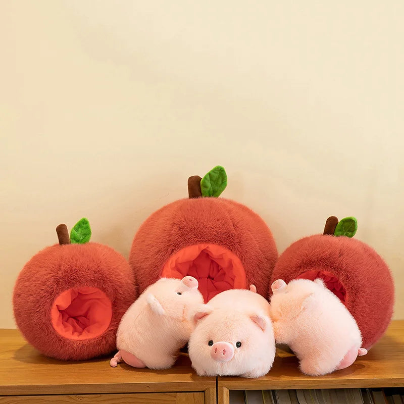 Creative Cute Detachable Apple Pig Plush Toy Stuffed Animals Dolls Funny Home Decoration Accompany Sleep Toy Kids Birthday Gifts