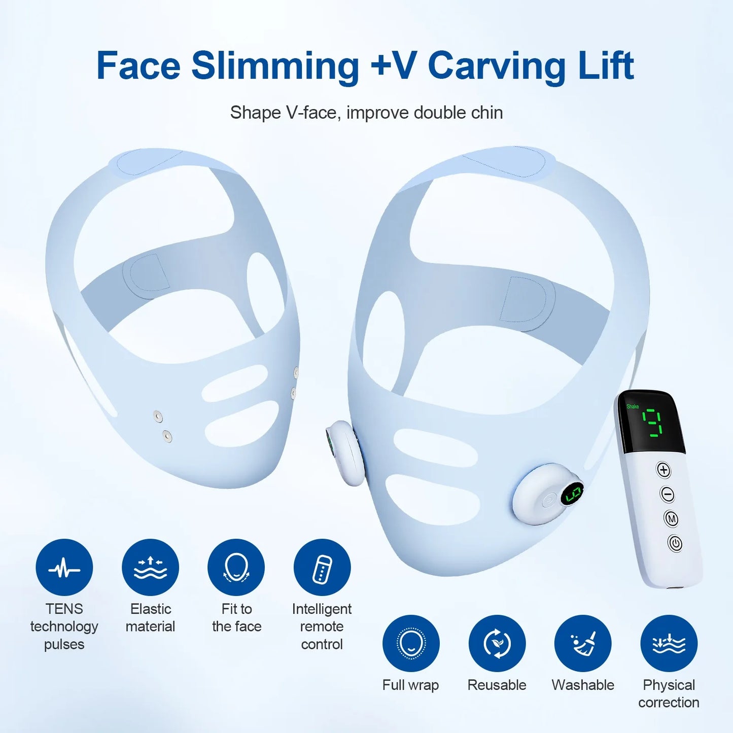 V Line Face Slimming Strap Facial EMS Lifting Machine Microcurrent Face Massager Low Frequency Pulse Chin Cheek Lift Up Belt