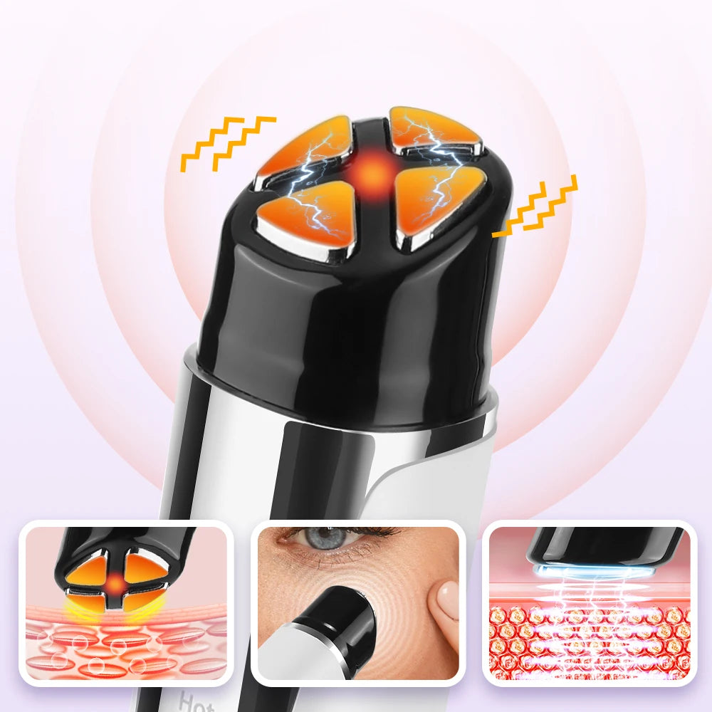 EMS Eye Beauty Device 3 Modes Vibration LED Lights Heat Cordless Massage Dry Eyes Dark Circles Eye Bags Face Skin Care Machine