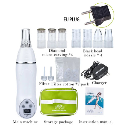 Handheld Diamond Microdermabrasion 3 Levels Machine Blackhead Acne Removal Facial Skin Care Peeling Cleaning Wrinkle Care Tool