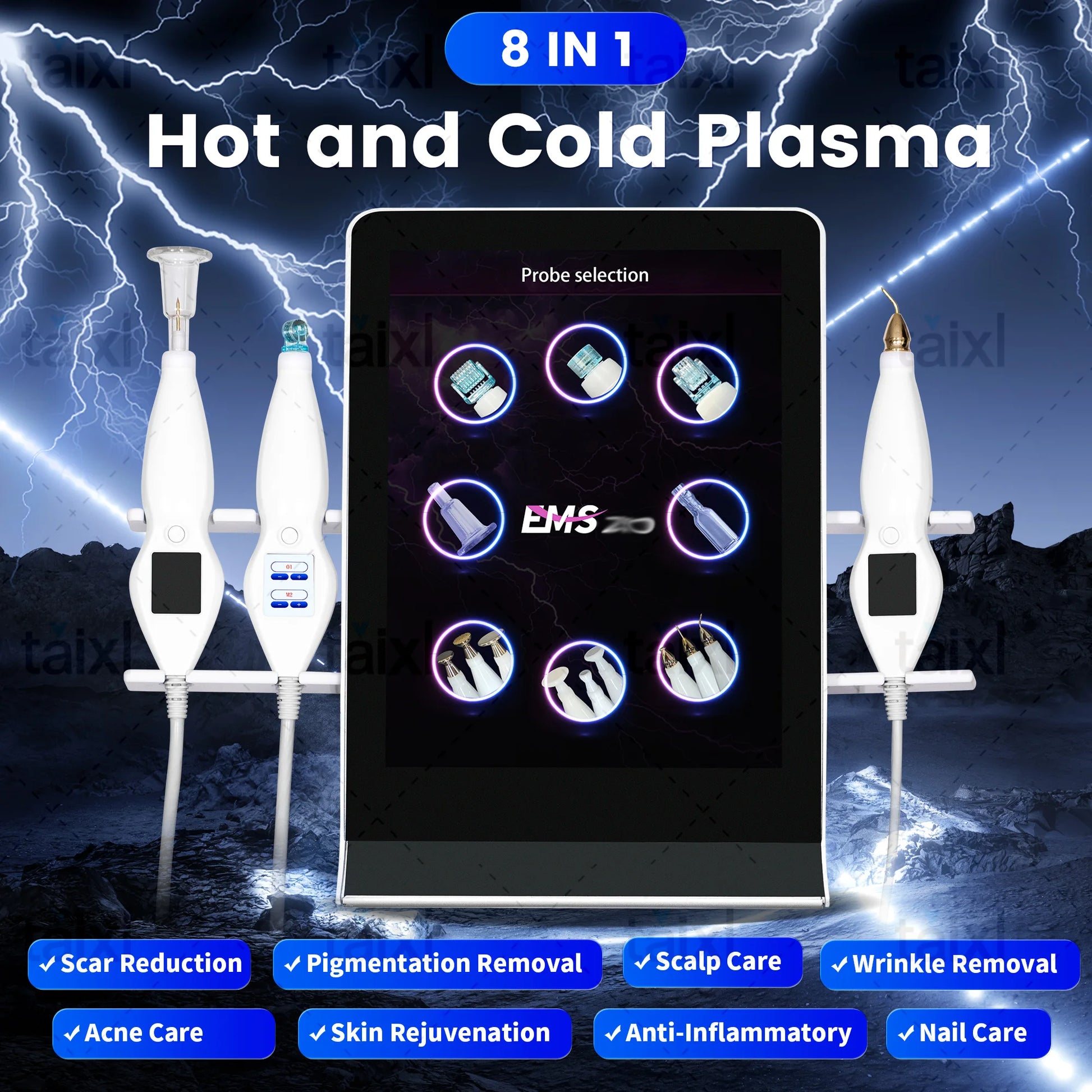 Newest Cold and Hot Plasma Diamond Stamp Ozone Plasma Skin Rejuvenation Anti-aging Facial Care Beauty Machine